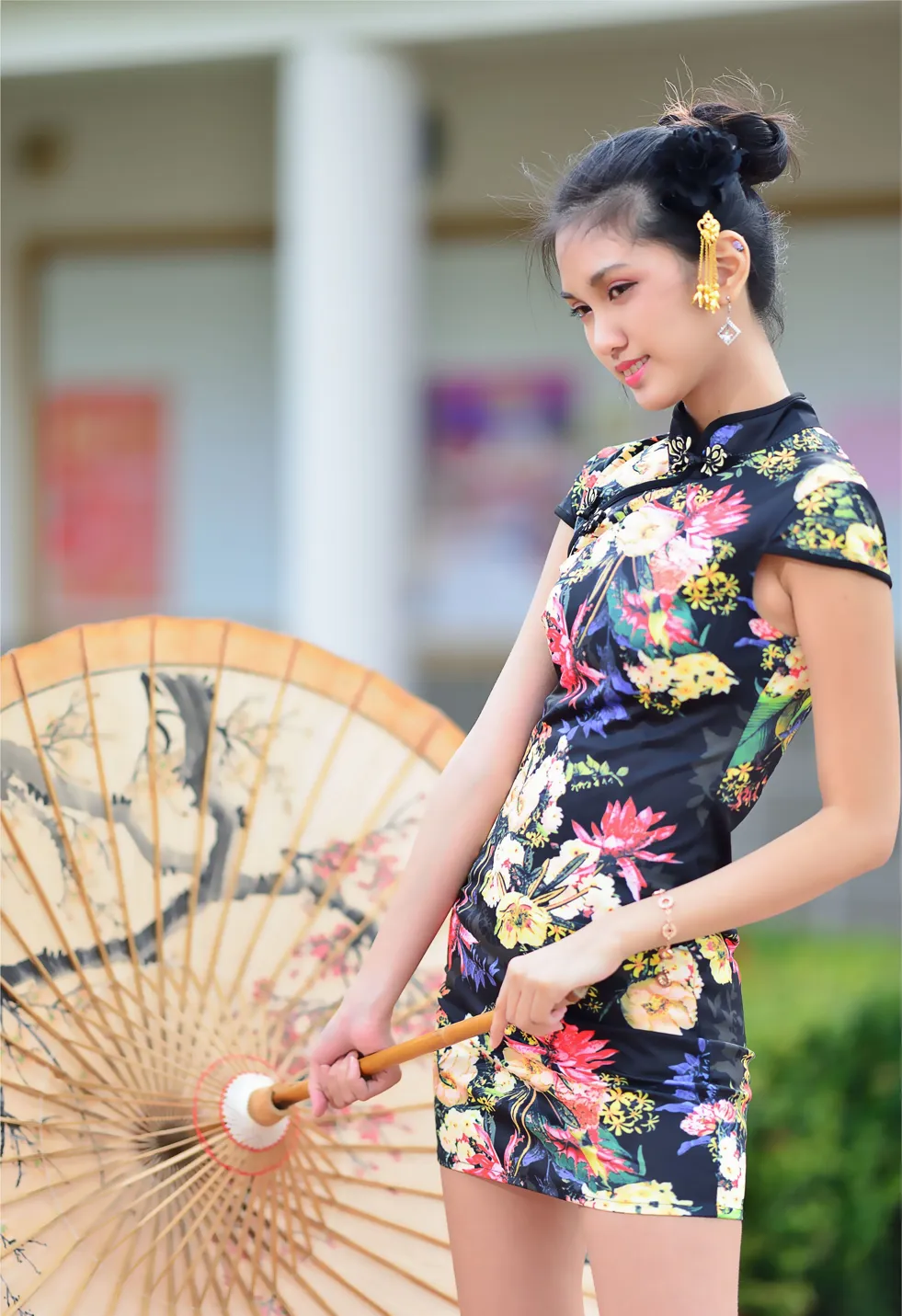 [Mzsock] NO.191 Chen Mengxin short cheongsam high heels beautiful legs street photography#[100P]-57